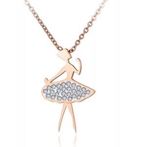 Stainless Steel Crystal Dancing Girl Necklace